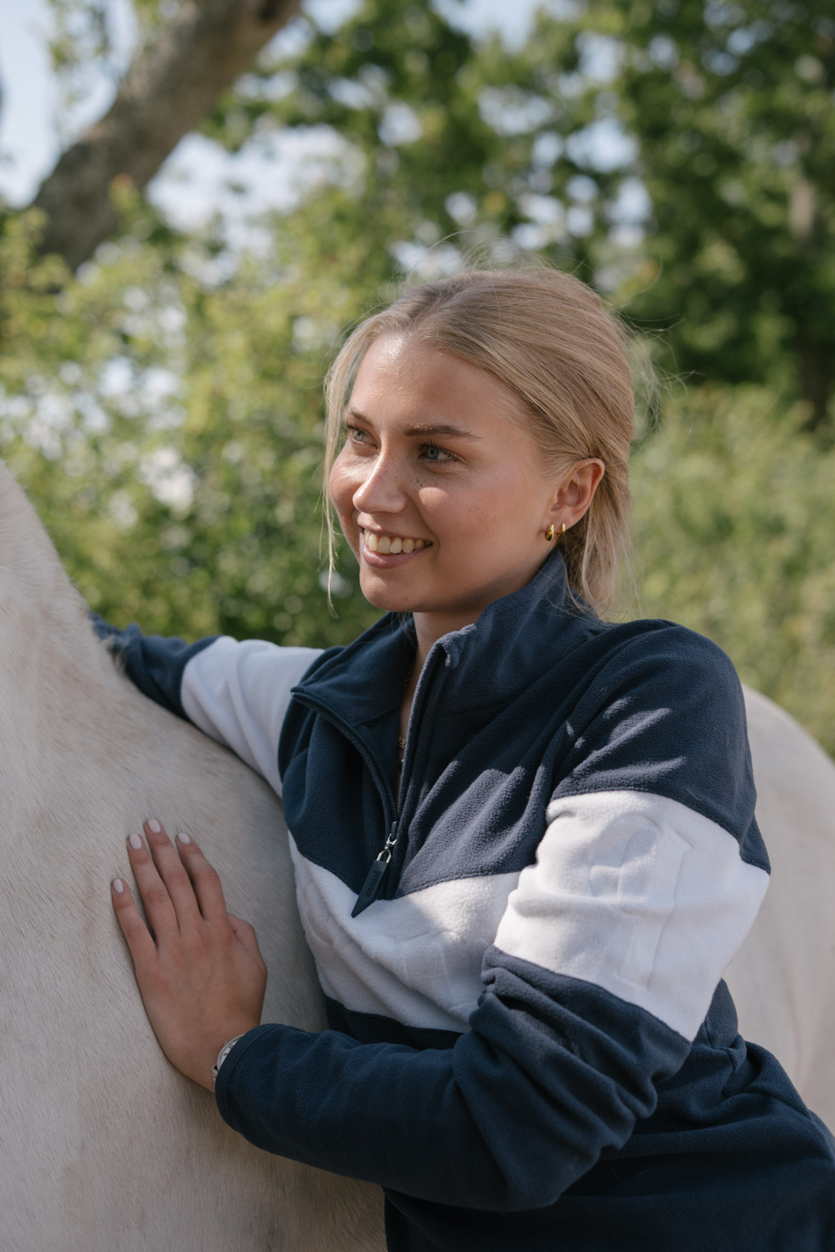 Alix Fleece, Navy/White