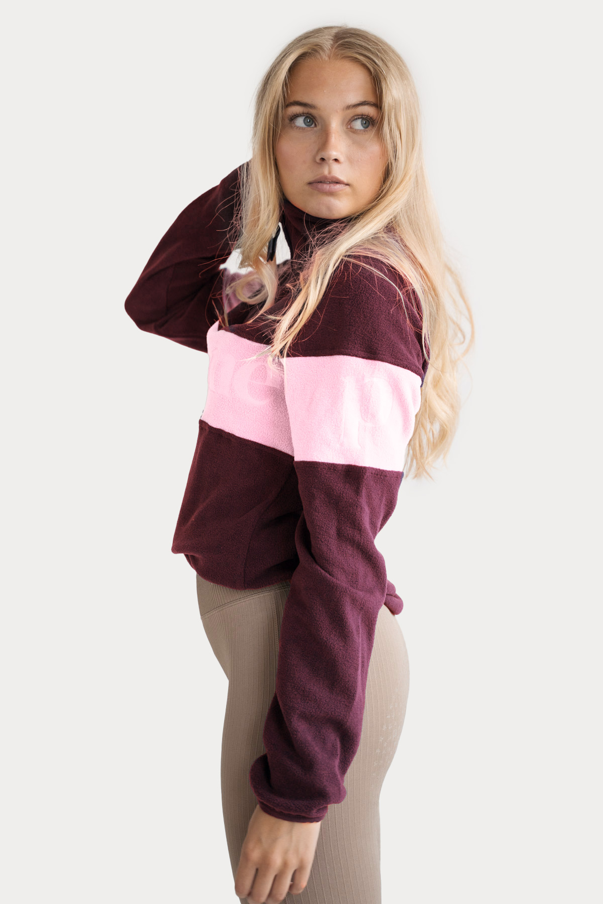 Alix Fleece, Burgundy/Light Pink