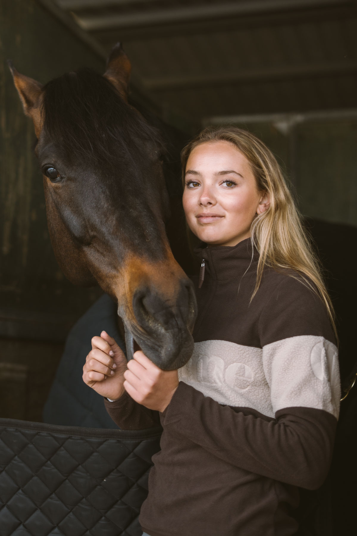 Alix Fleece, Chocolate Brown/Camel